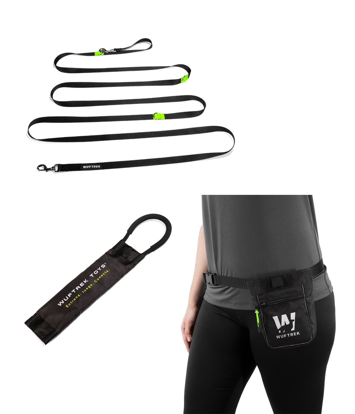 Combo de tres productos para entrenar perros, color negro