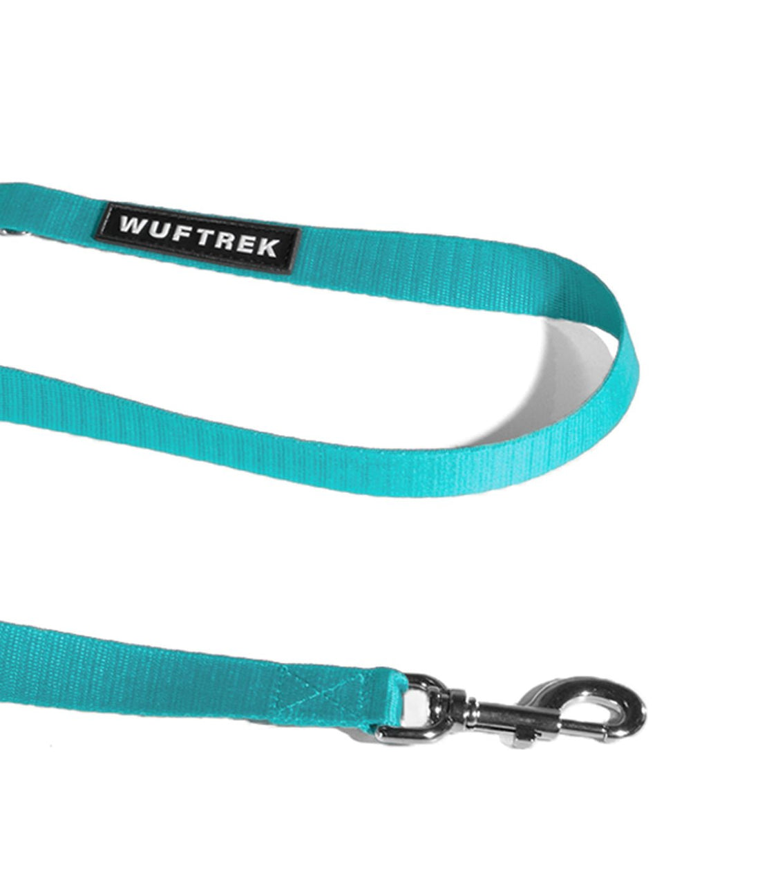 Detalle del herraje de la correa para perros GoTrek color turquesa