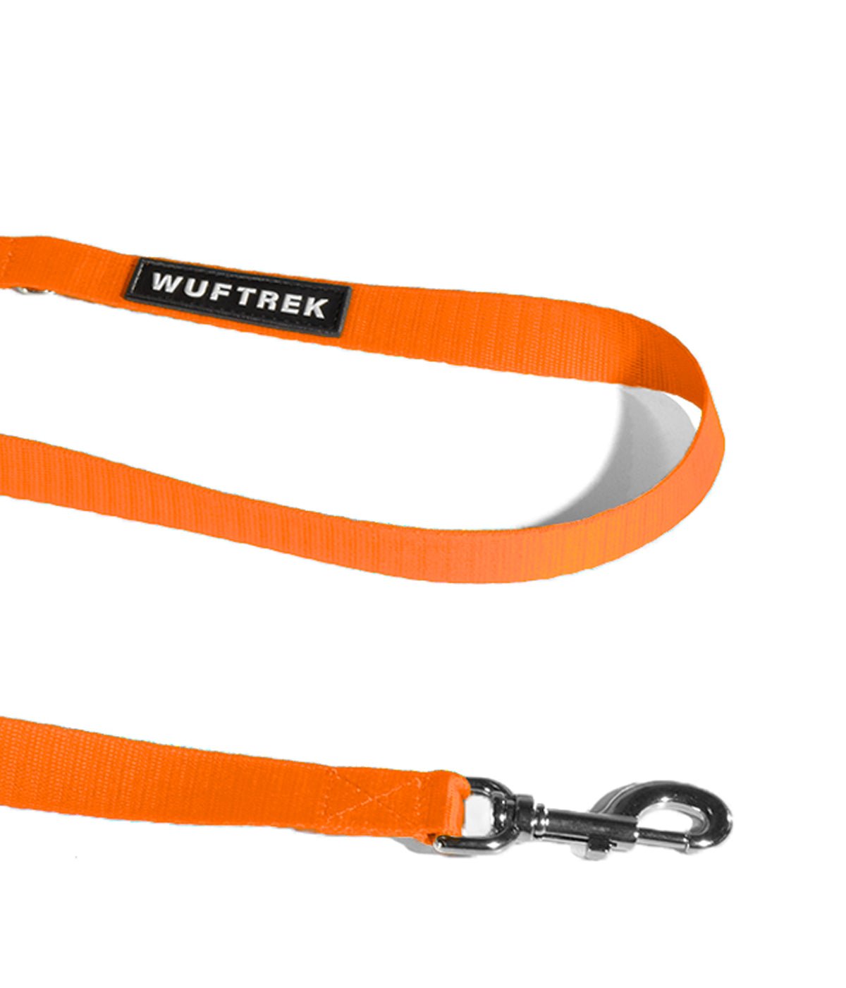 Hardware detail on the orange GoTrek dog leash