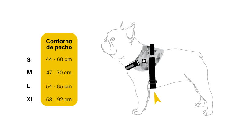 Guía de medidas arnés para perros