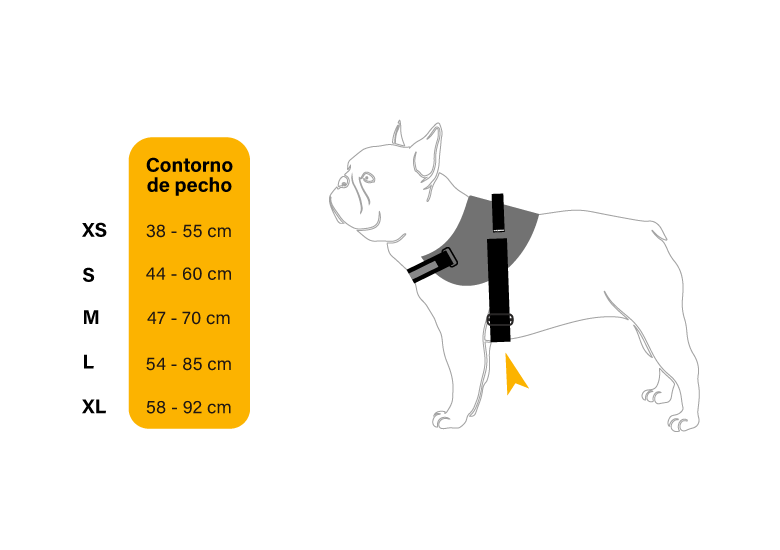 Guía de medidas arnés perro TrekOne