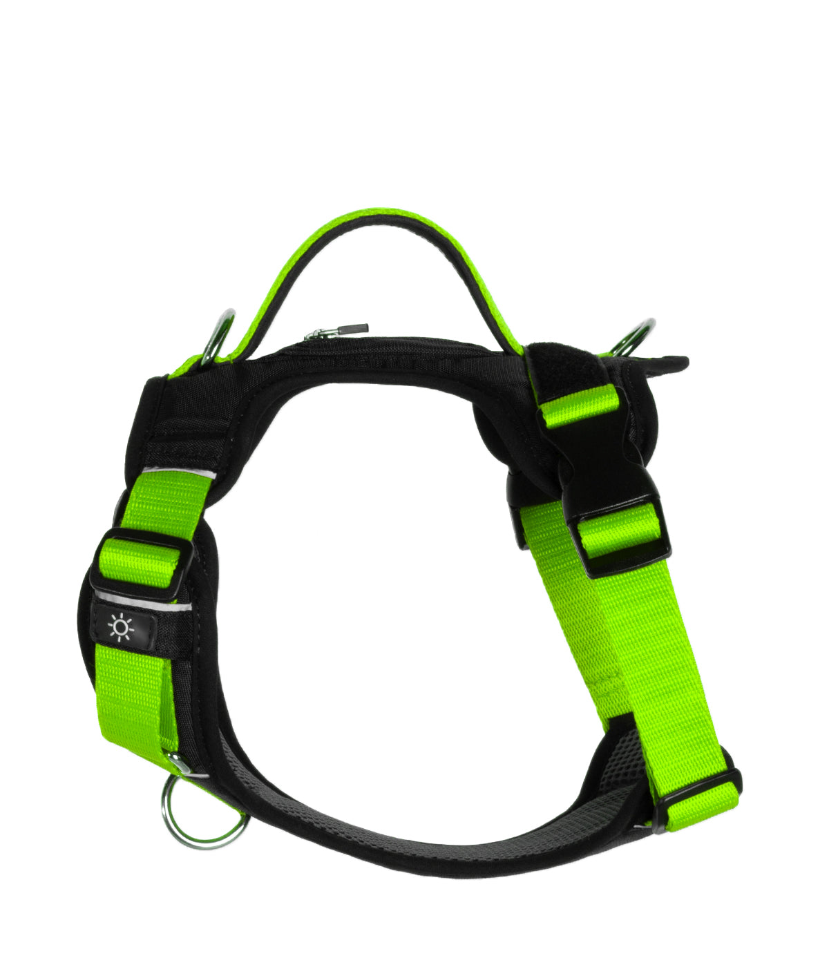 Side detail of the Citrus lime green AirTrek Pro dog harness