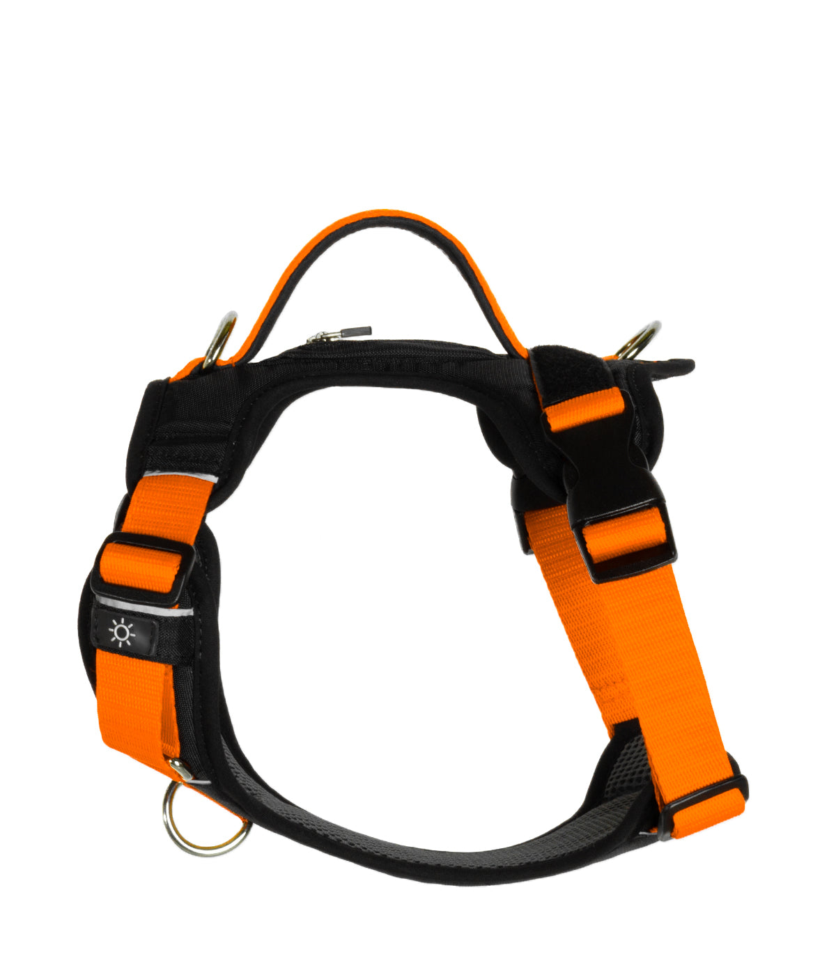 Side detail of the Summer orange AirTrek Pro dog harness