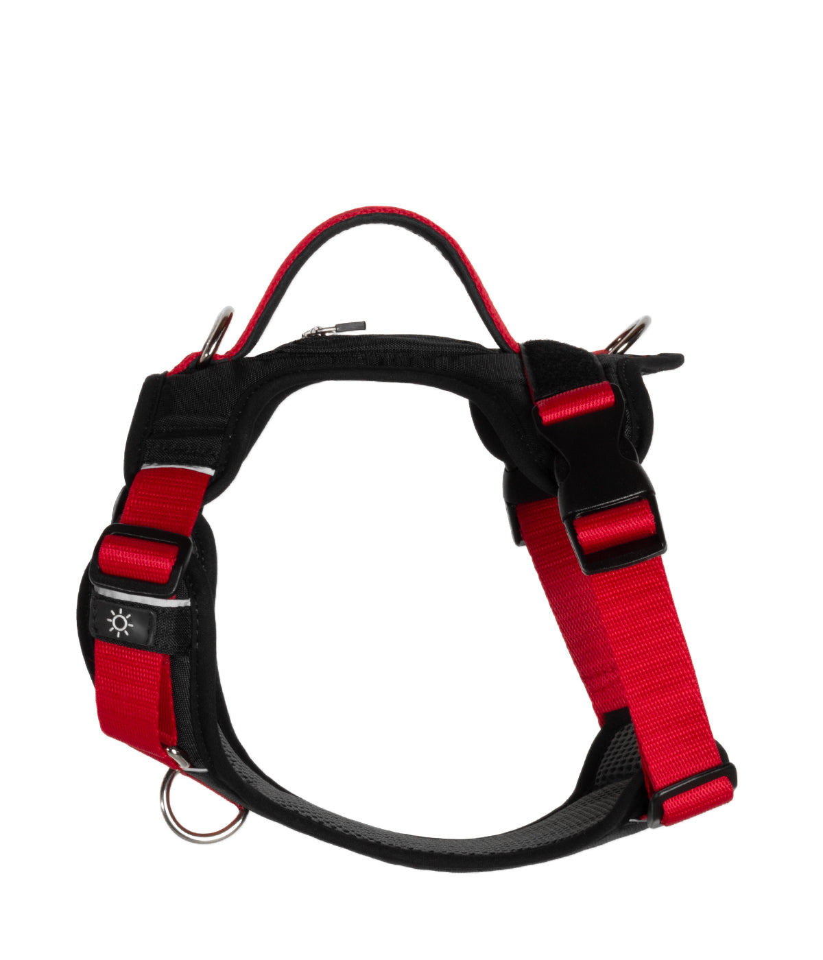 Side detail of the Sunset red AirTrek Pro dog harness