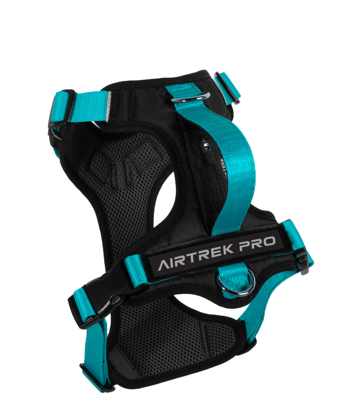 Rear view of the Aqua turquoise AirTrek Pro dog harness
