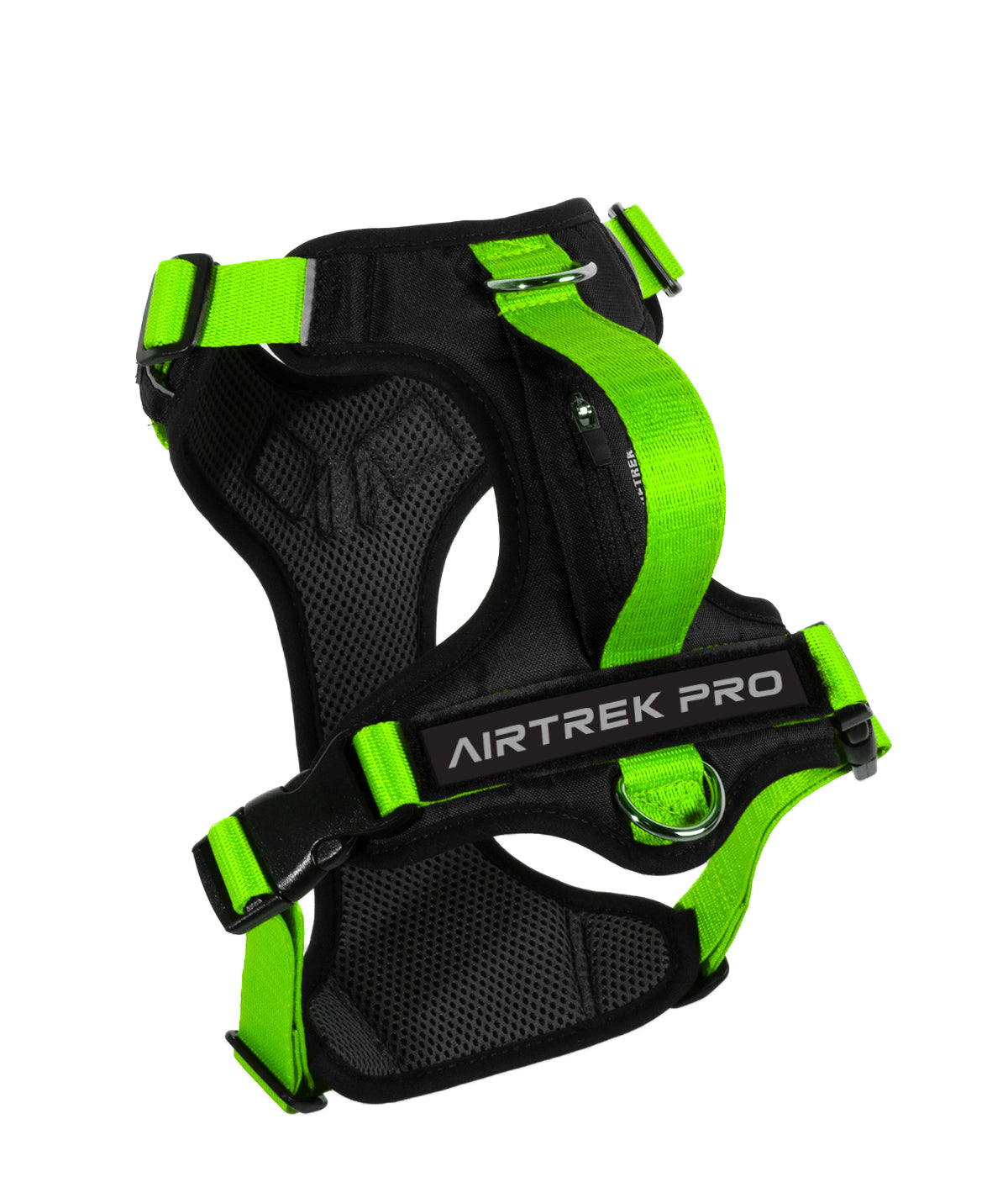 Rear view of the Citrus lime green AirTrek Pro dog harness
