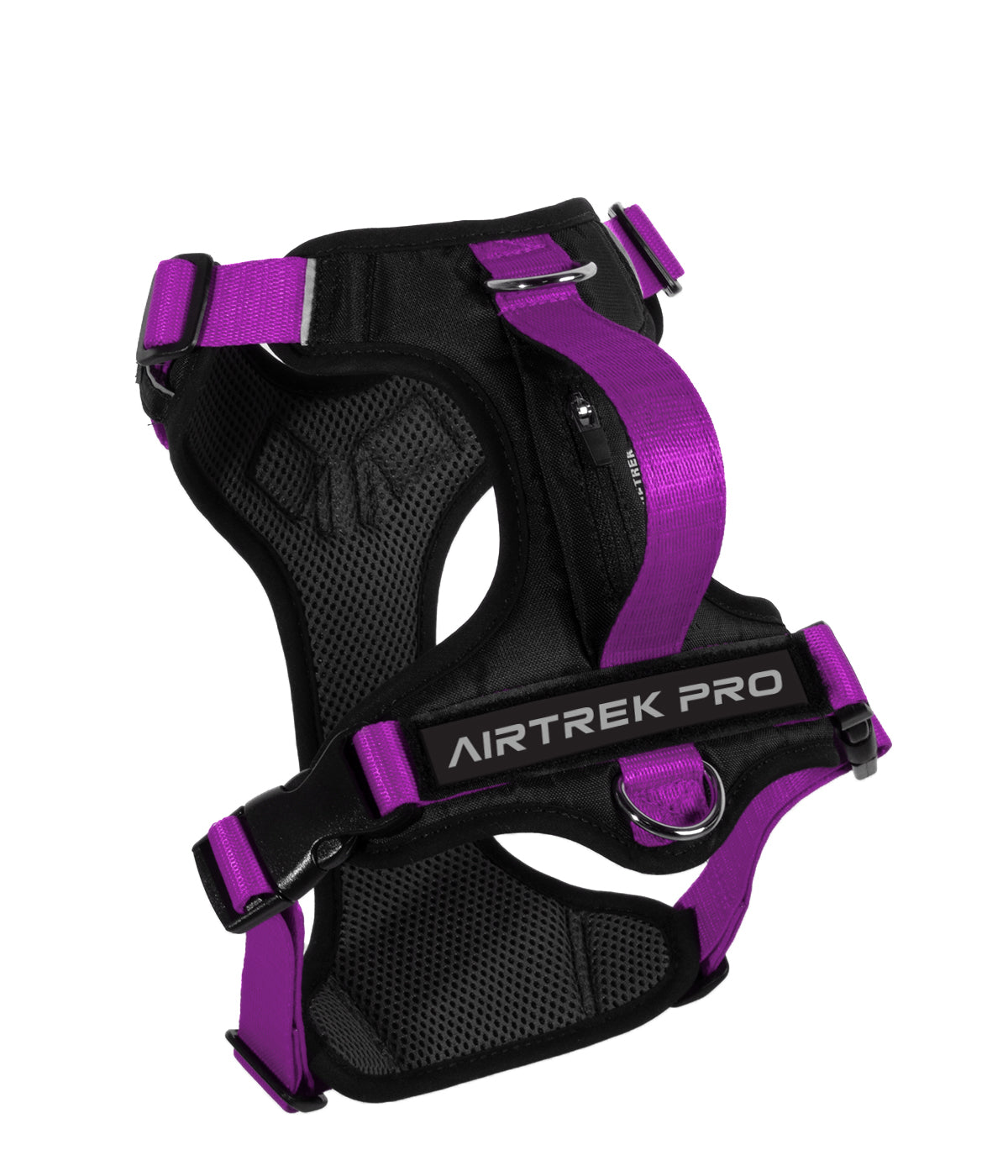 Rear view of the violet AirTrek Pro dog harness